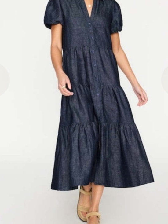 Brochu Walker Dresses & Skirts - Brochu Walker Indigo Tiered Button-Down Midi Dress Missing Botton
